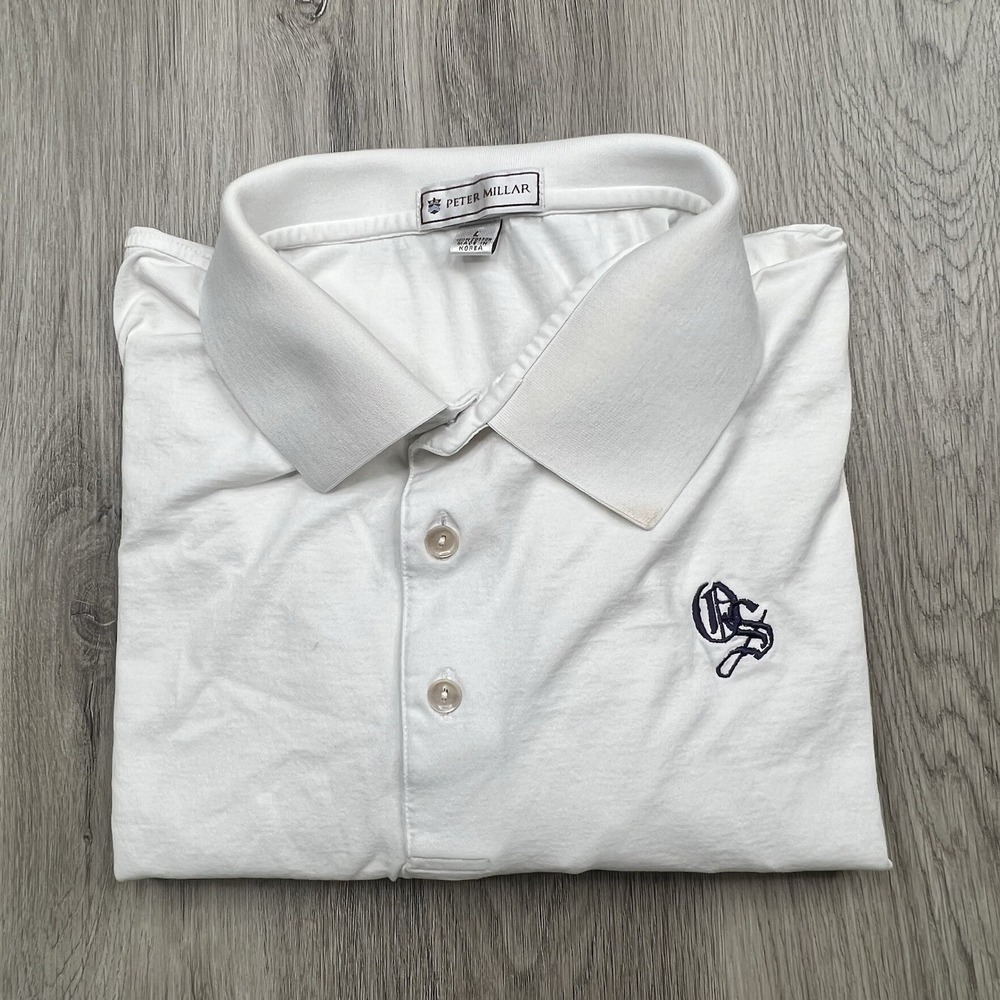Peter Millar Golf Polo Shirt Men's Size L Large White Old Sandwich Golf Club
